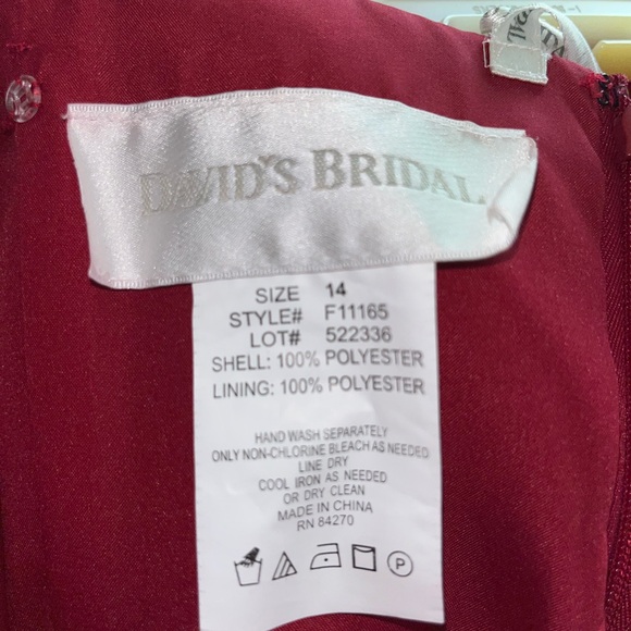 David's Bridal One Shoulder Red Dress - Picture 2 of 8